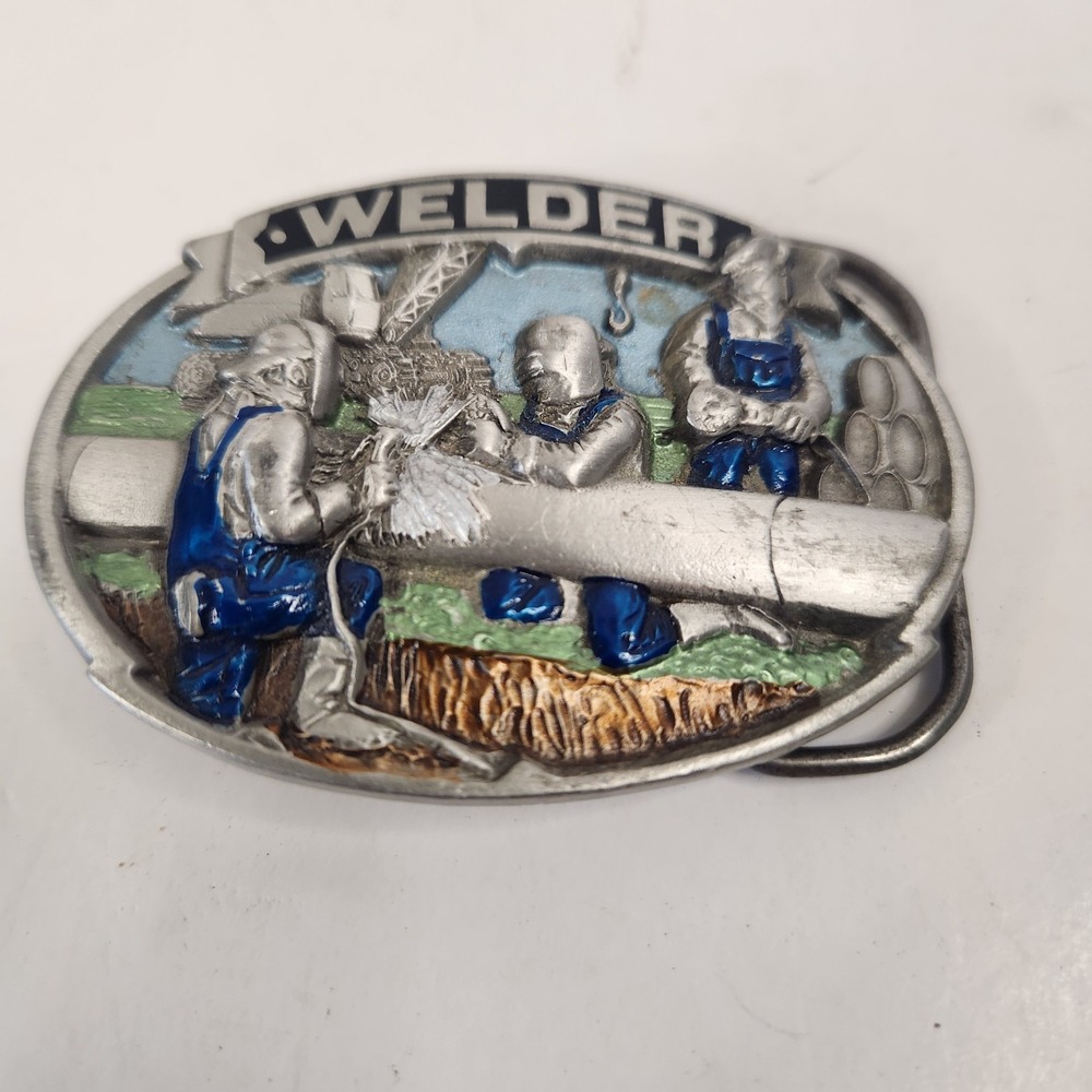 1986 Great American Buckle Co. A Welder Weldin Pipe Line Enamel Belt Buckle 1803